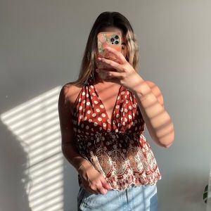 Free People crochet hem halter